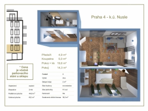 Квартира, 2+кк, 45 м² в Праге 4